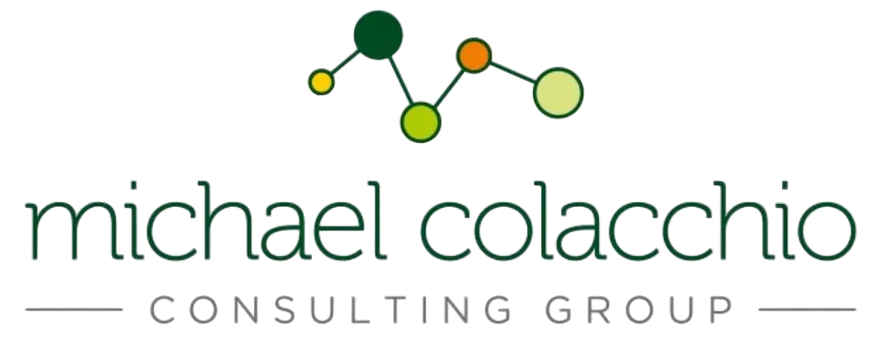 A green background with the name of the consulting group.