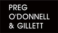 A black and white photo of the name greg o 'd onnell & gillett.