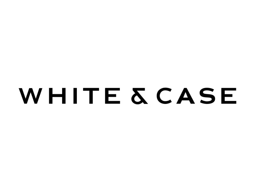 A white and black logo for the company white & case.