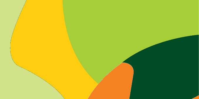 A colorful abstract background with green, orange and yellow colors.