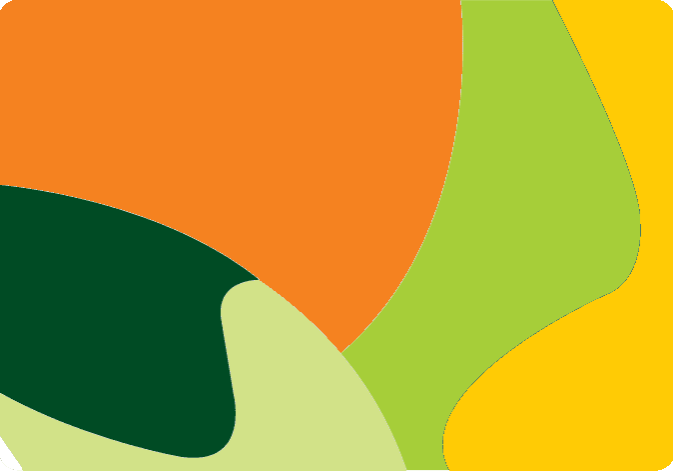 A colorful abstract background with orange, green and yellow shapes.